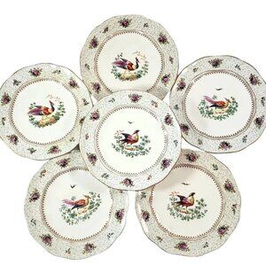 Antique Hand-Painted Plates Set of 6 Made for Tiffany NY by Booths England